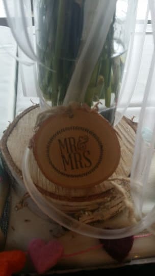Rustic Wedding Wood Slices - Mr. and Mrs. Stamp Birch Log Slice Ornament- Set of 12