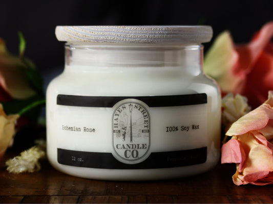 Bohemian Rose - 100% Soy Wax Candle - 12 oz