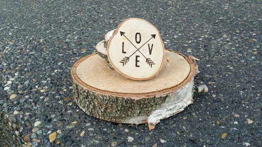 Love and Arrow Coasters - Set of 4 Birch
