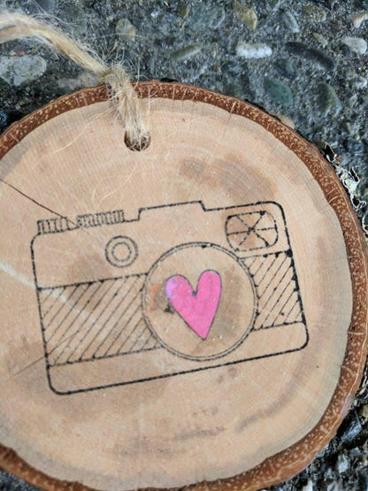 Camera with Heart Ornament - Gift for Photographer