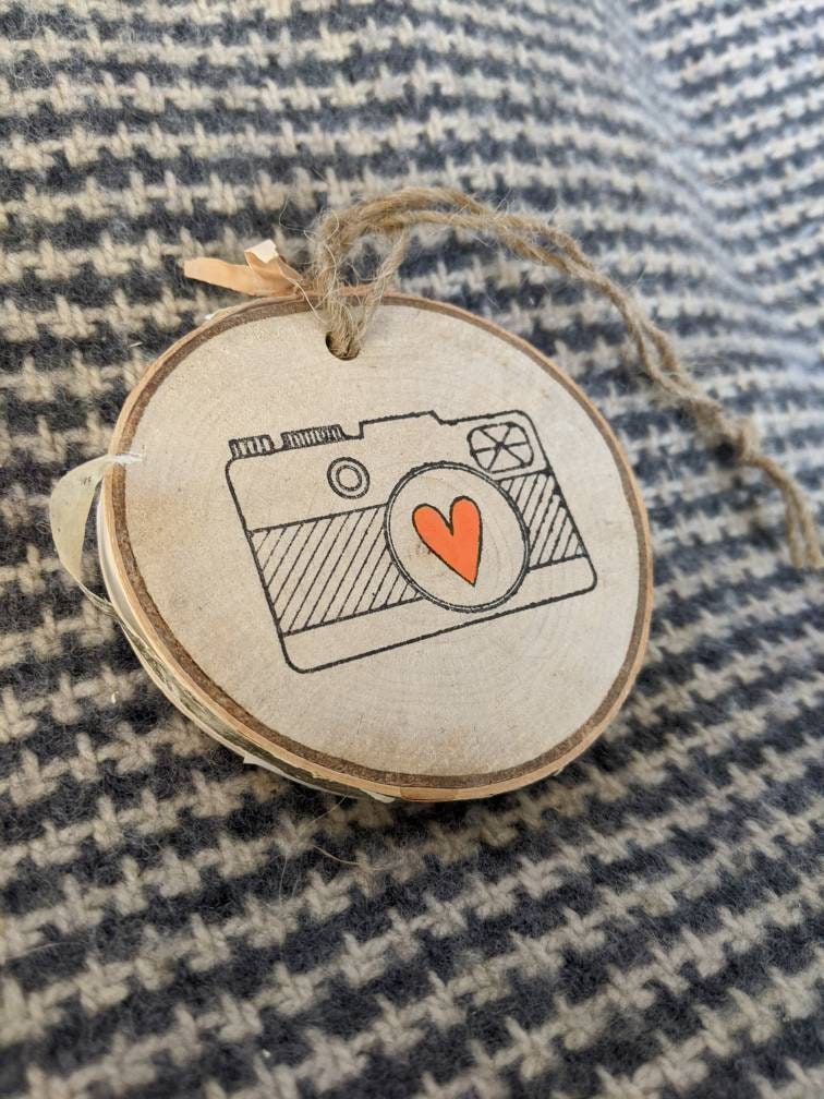 Camera with Heart Ornament - Gift for Photographer
