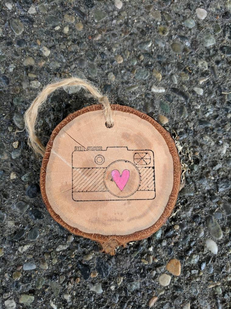 Camera with Heart Ornament - Gift for Photographer