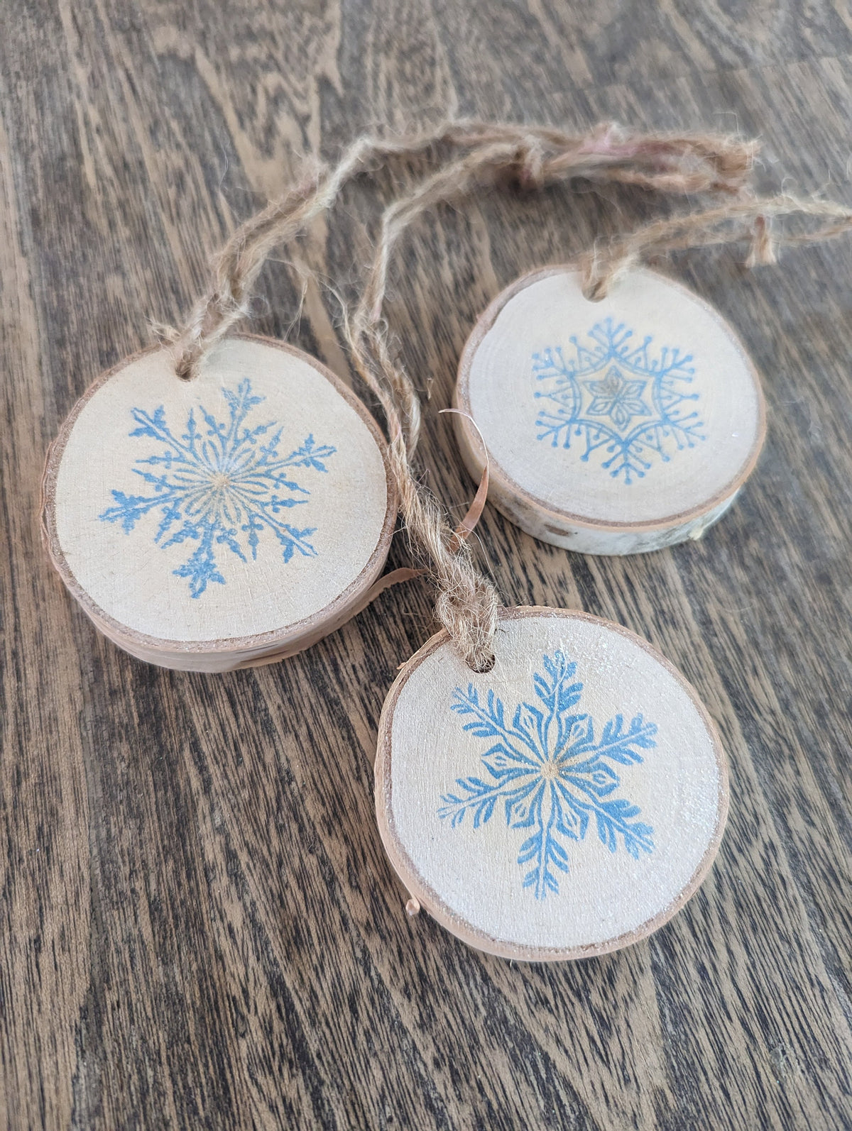 Birch Snowflake Ornaments - Set of 3