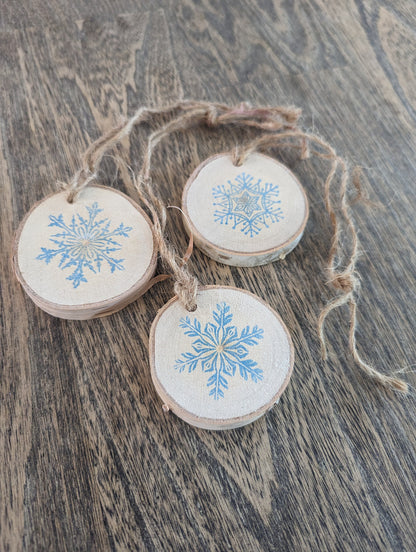 Birch Snowflake Ornaments - Set of 3